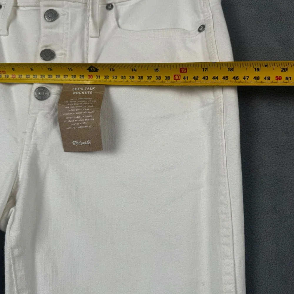 Madewell‎ 10 High-Rise Skinny Jeans White Button Fly Raw Hem K9108 Size 30 NEW